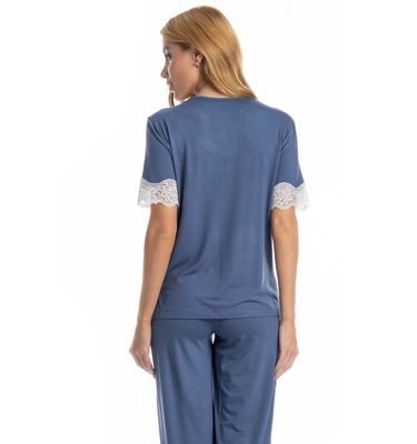 Pijama Feminino Longo Manga Curta Lily - Imagem 4 - Mobile