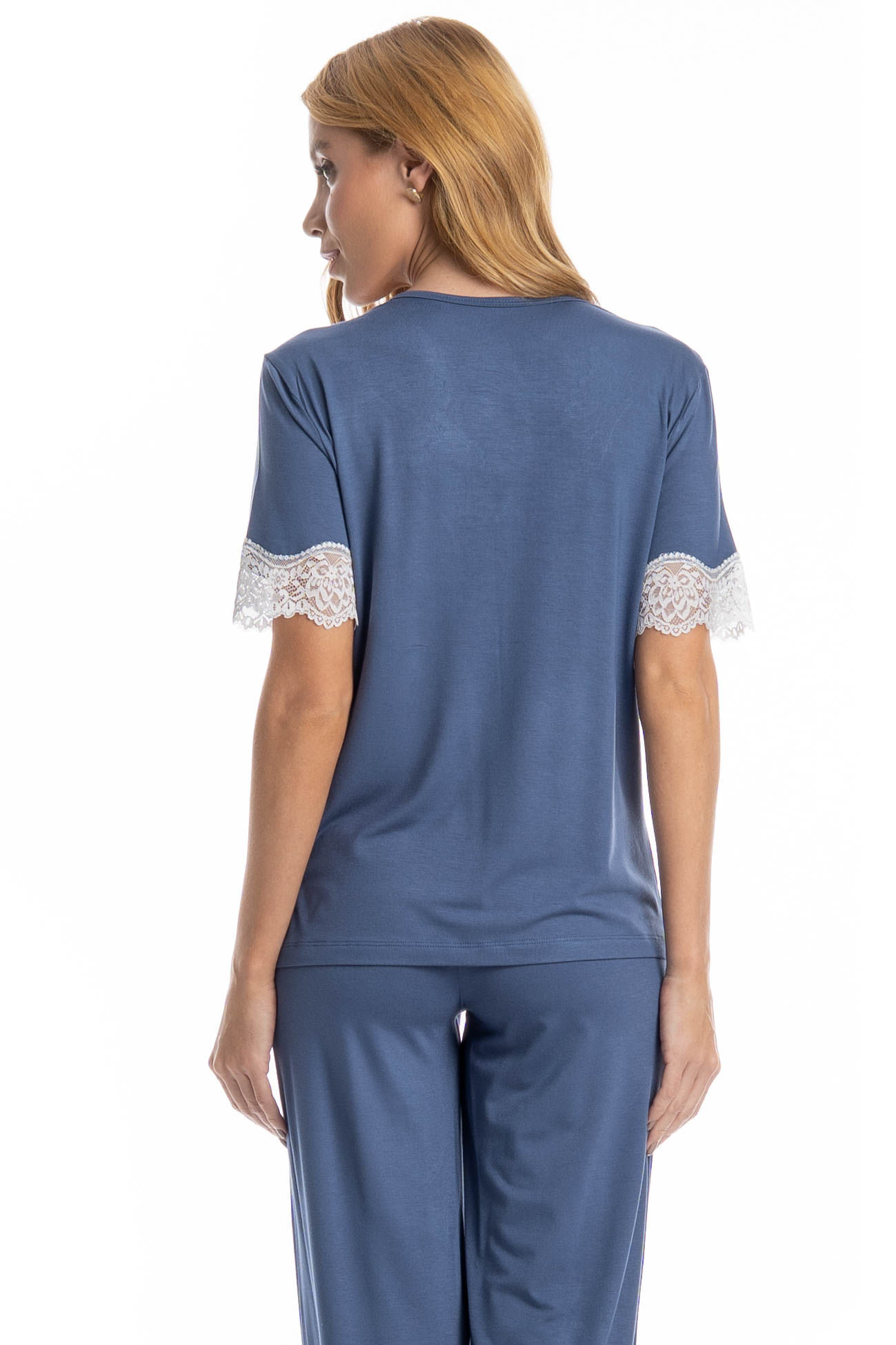 Pijama Feminino Longo Manga Curta Lily - Imagem 4 - Mobile