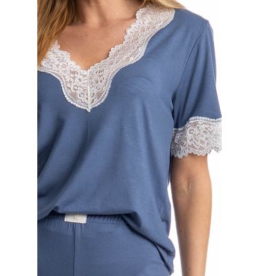 Pijama Feminino Longo Manga Curta Lily - Imagem 5 - Mobile