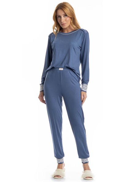 Pijama Feminino Longo Lily Azul-2 - Imagem 1