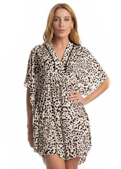 Kaftan Feminino Curto Loli Branco - Imagem 1
