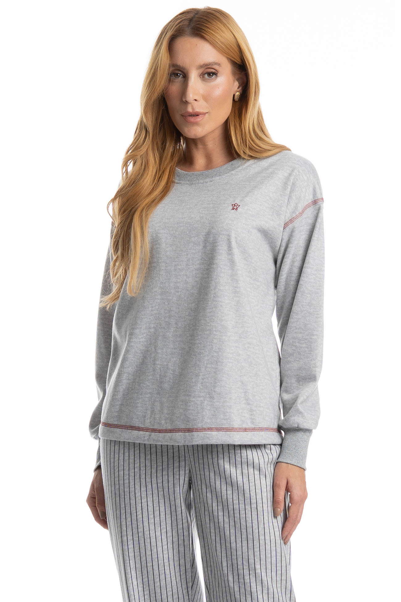 Pijama Feminino Longo Inês - Imagem 3 - Mobile