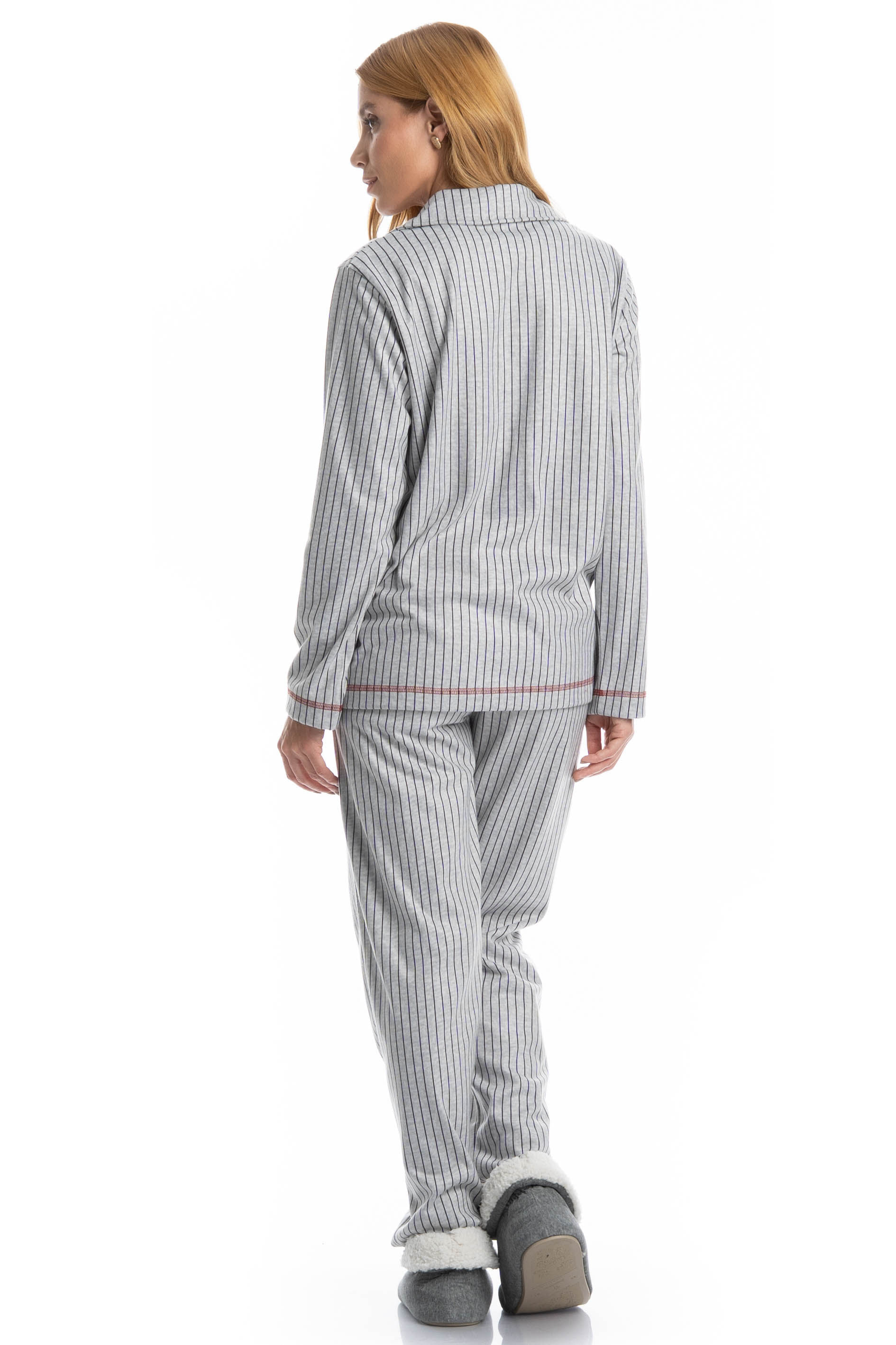 Pijama Longo Americano Inês Cinza - Imagem 2