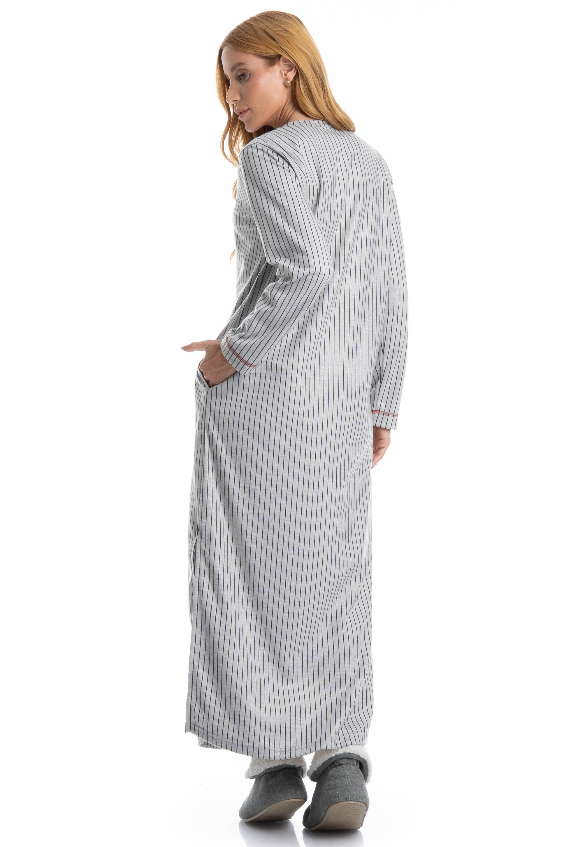 Camisão Feminino Longo Com Bolso Inês - Imagem 2 - Mobile