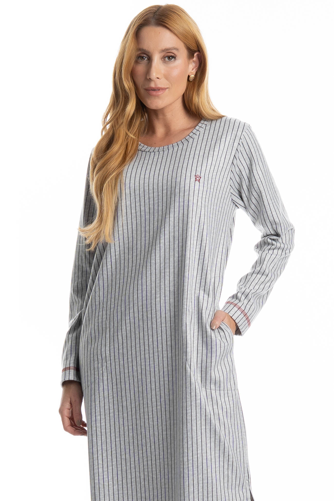 Camisão Feminino Longo Com Bolso Inês - Imagem 3 - Mobile