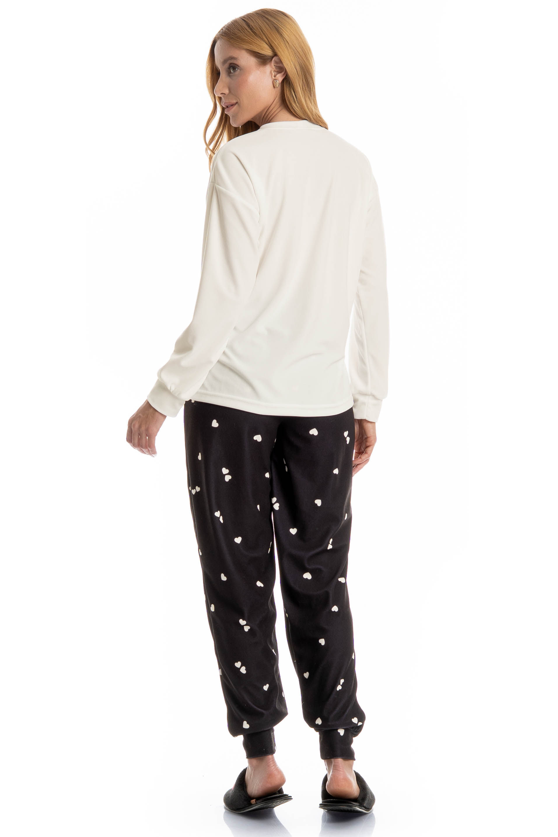Pijama Longo Velvet Lovely Preto - Imagem 2