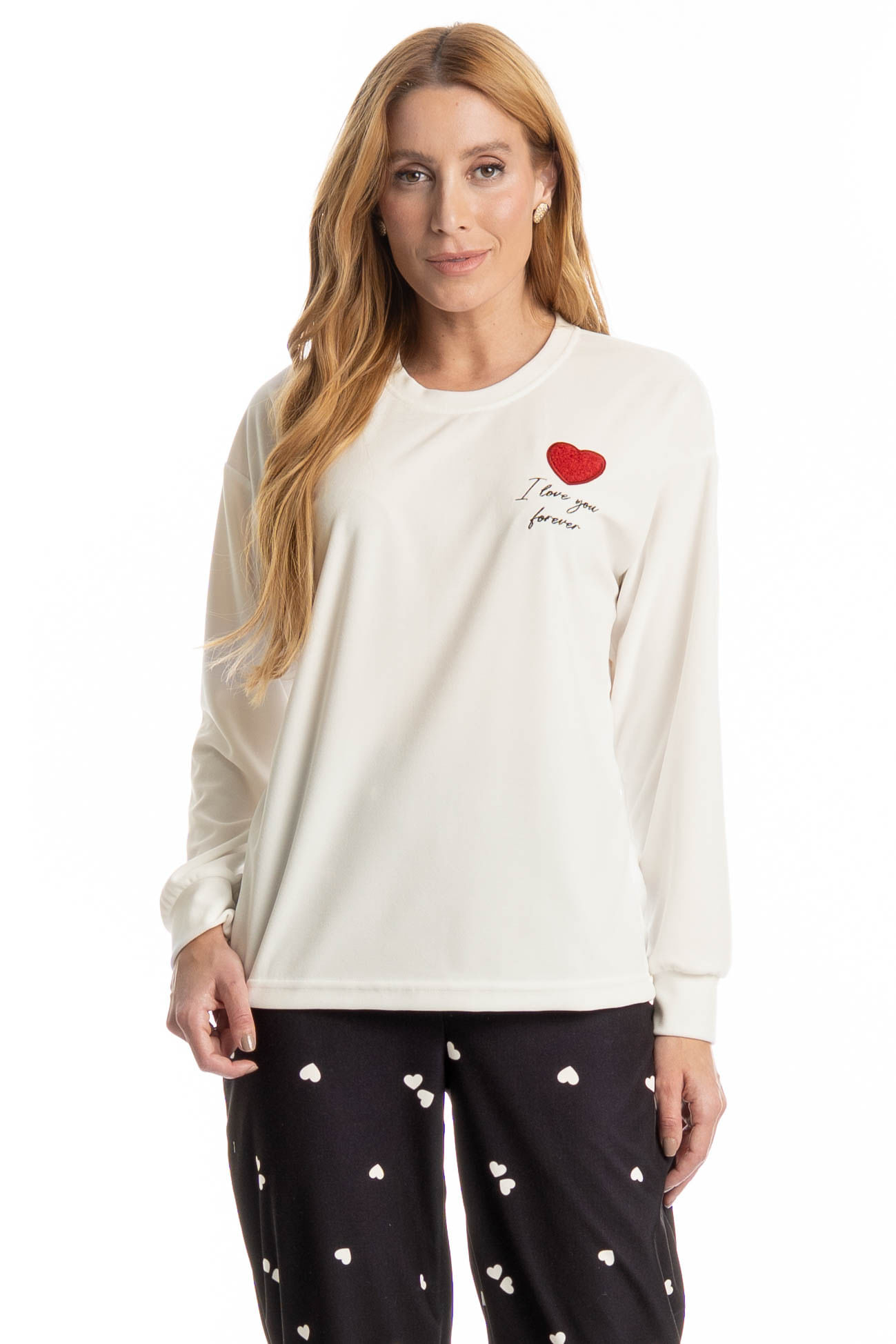 Pijama Longo Velvet Lovely - Imagem 3 - Mobile