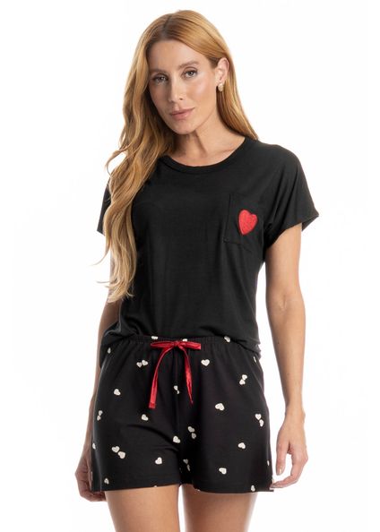 Pijama Feminino Curto Lovely Preto - Imagem 1