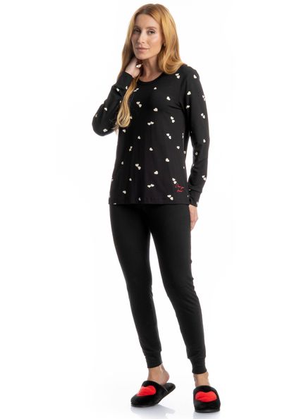 Pijama Feminino Legging Lovely Preto - Imagem 1