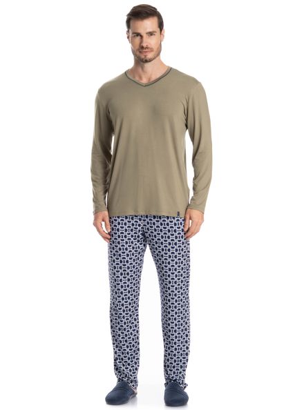 Pijama Masculino Longo Igor Verde - Imagem 1