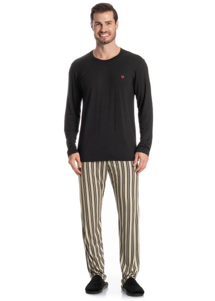 Pijama Masculino Longo Soulmate Preto - Imagem 1