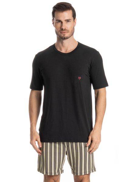 Pijama Masculino Curto Soulmate Preto - Imagem 1