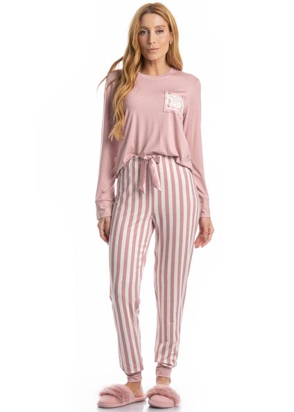 Pijama Feminino Longo Duda Rosa-3 - Imagem 1