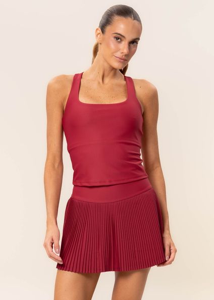 Short Saia Plissado Dual Core Vivame Vermelho - Imagem 1