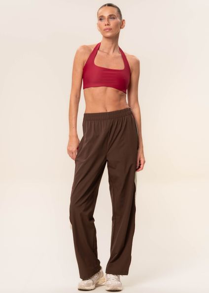 Calça Reta Com Bolsos Dark Brown Vivame Marrom - Imagem 1