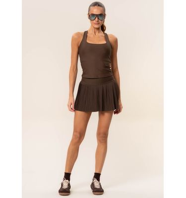 Short Saia Plissado Dark Brown Vivame - Imagem 3 - Mobile