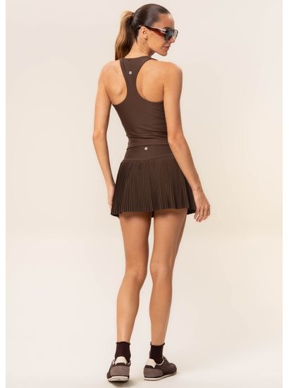 Short Saia Plissado Dark Brown Vivame - Imagem 4 - Desktop