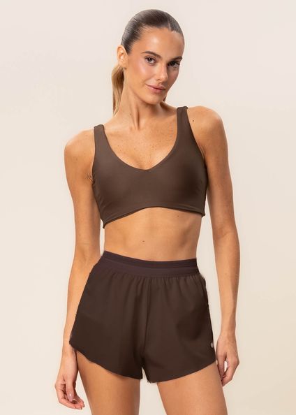 Shorts Plissado Dark Brown Vivame Marrom - Imagem 1