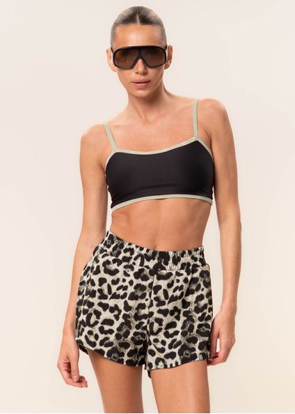 Shorts Duplo Estampado Wild Vivame Marrom - Imagem 1