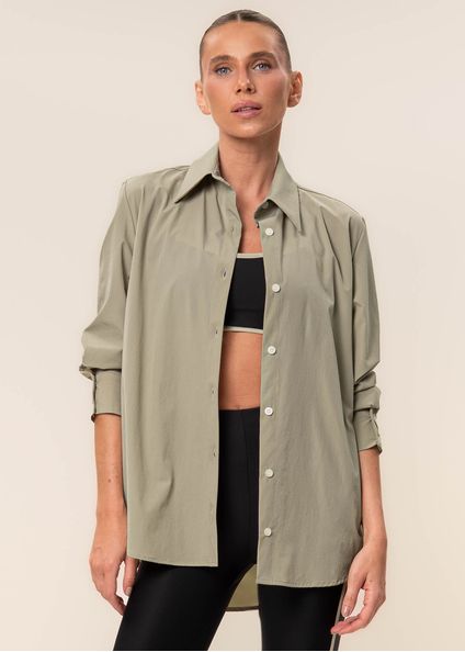 Camisa Feminina Kayla Overlap Vivame Bege - Imagem 1