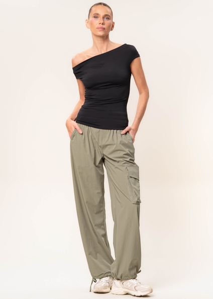 Calça Feminina Cargo Com Bolso Overlap Vivame Bege - Imagem 1