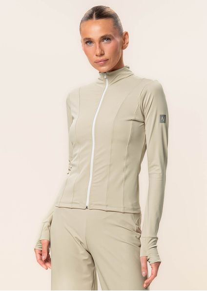 Jaqueta Fit Com Recortes Neutral Vivame Bege - Imagem 1