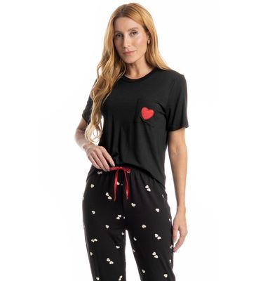 Pijama Longo Manga Curta Lovely - Imagem 3 - Mobile