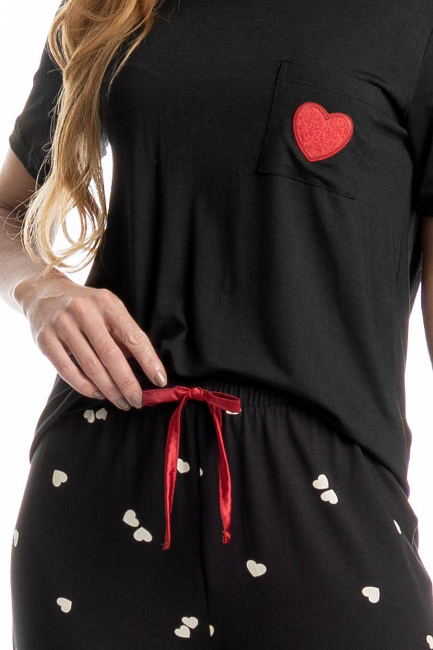 Pijama Longo Manga Curta Lovely - Imagem 5 - Mobile