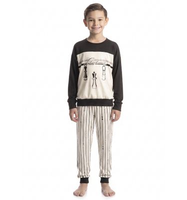 Pijama Infantil Longo Unissex Xadrez - Imagem 2 - Mobile