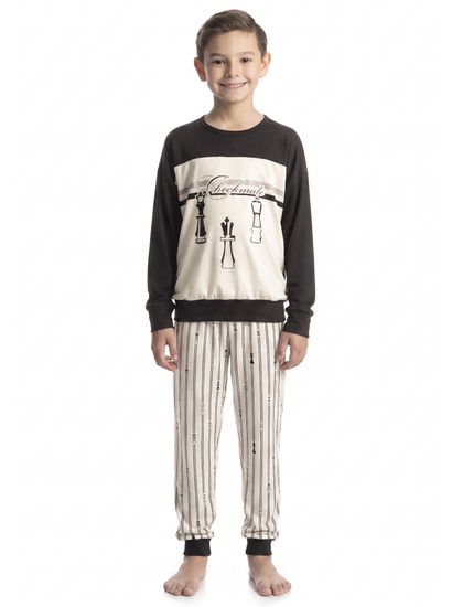 Pijama Infantil Longo Unissex Xadrez - Imagem 2 - Desktop