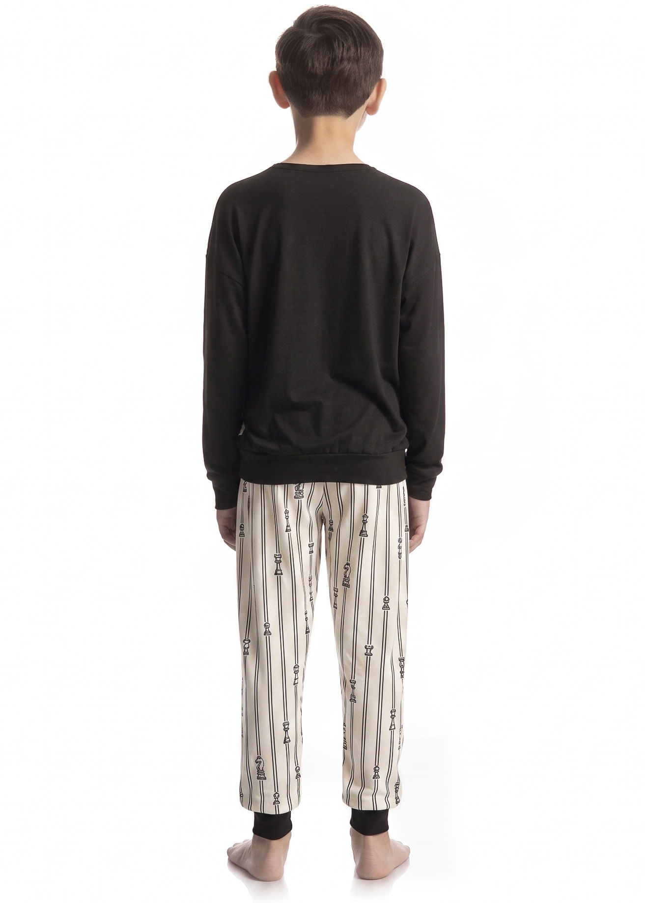 Pijama Infantil Longo Unissex Xadrez - Imagem 3 - Mobile