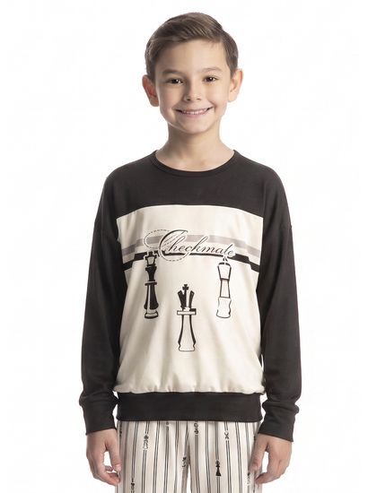 Pijama Infantil Longo Unissex Xadrez - Imagem 4 - Desktop