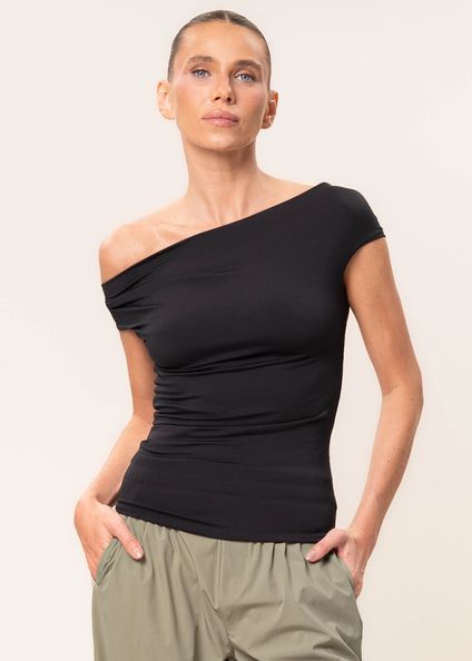 Blusa Assimétrica Trend Contour Preto - Imagem 1