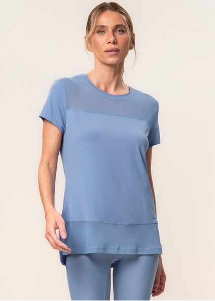 Camiseta Com Tela Balance Vivame Azul - Imagem 1