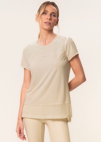 Camiseta Com Tela Balance Vivame Bege - Imagem 1