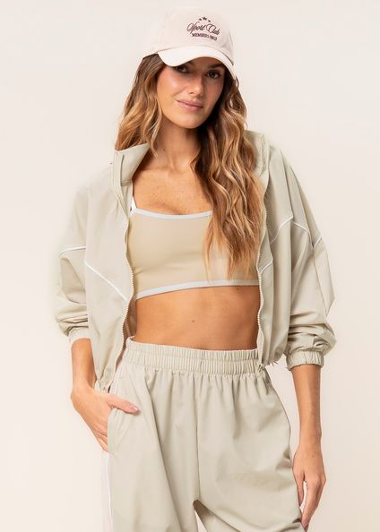 Jaqueta Crop Corta Vento Flex Vivame Bege - Imagem 1
