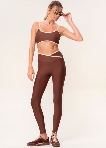 Calça Legging Wrap Shape Grip Vivame Marrom - Imagem 1