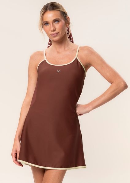 Vestido Com Shorts Grip Vivame Marrom - Imagem 1
