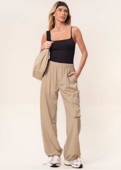 Calça Feminina Cargo Com Bolso Move Vivame Bege - Imagem 1