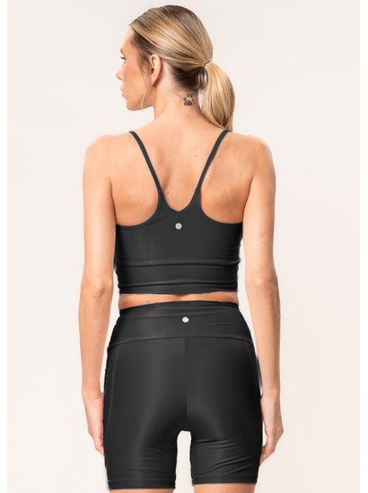 Shorts Médio Essential Shape Com 2 Bolsos Glow Black Vivame - Imagem 2 - Desktop