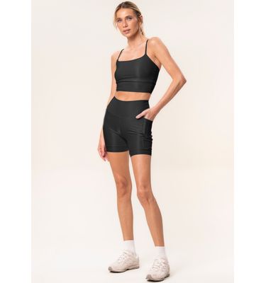 Shorts Médio Essential Shape Com 2 Bolsos Glow Black Vivame - Imagem 3 - Mobile