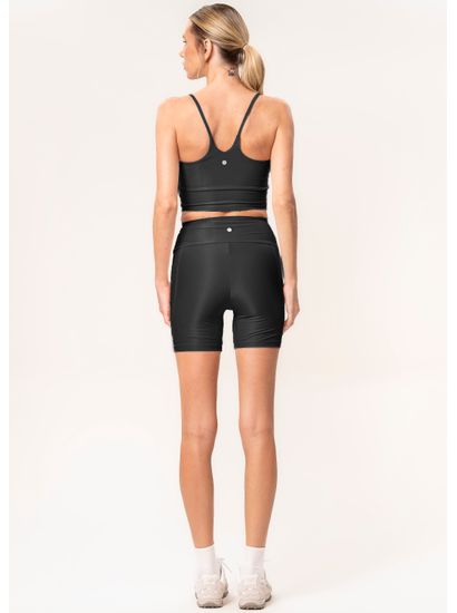 Shorts Médio Essential Shape Com 2 Bolsos Glow Black Vivame - Imagem 4 - Desktop