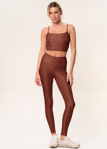 Calça Legging Essential Shape Soft Glow Vivame Marrom - Imagem 1