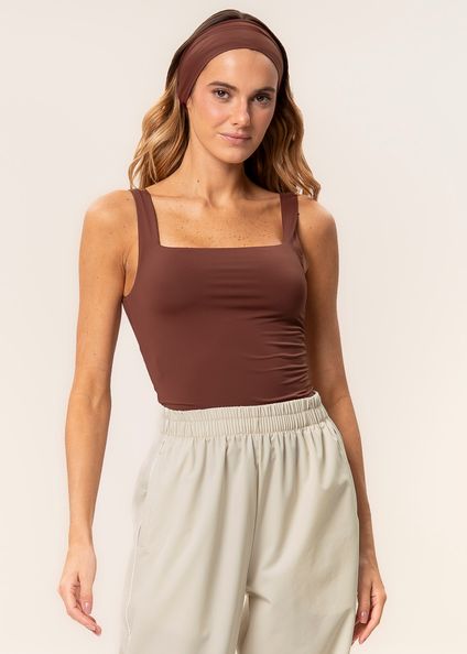 Regata Feminina Trend Squareneck Contour Vivame Marrom - Imagem 1