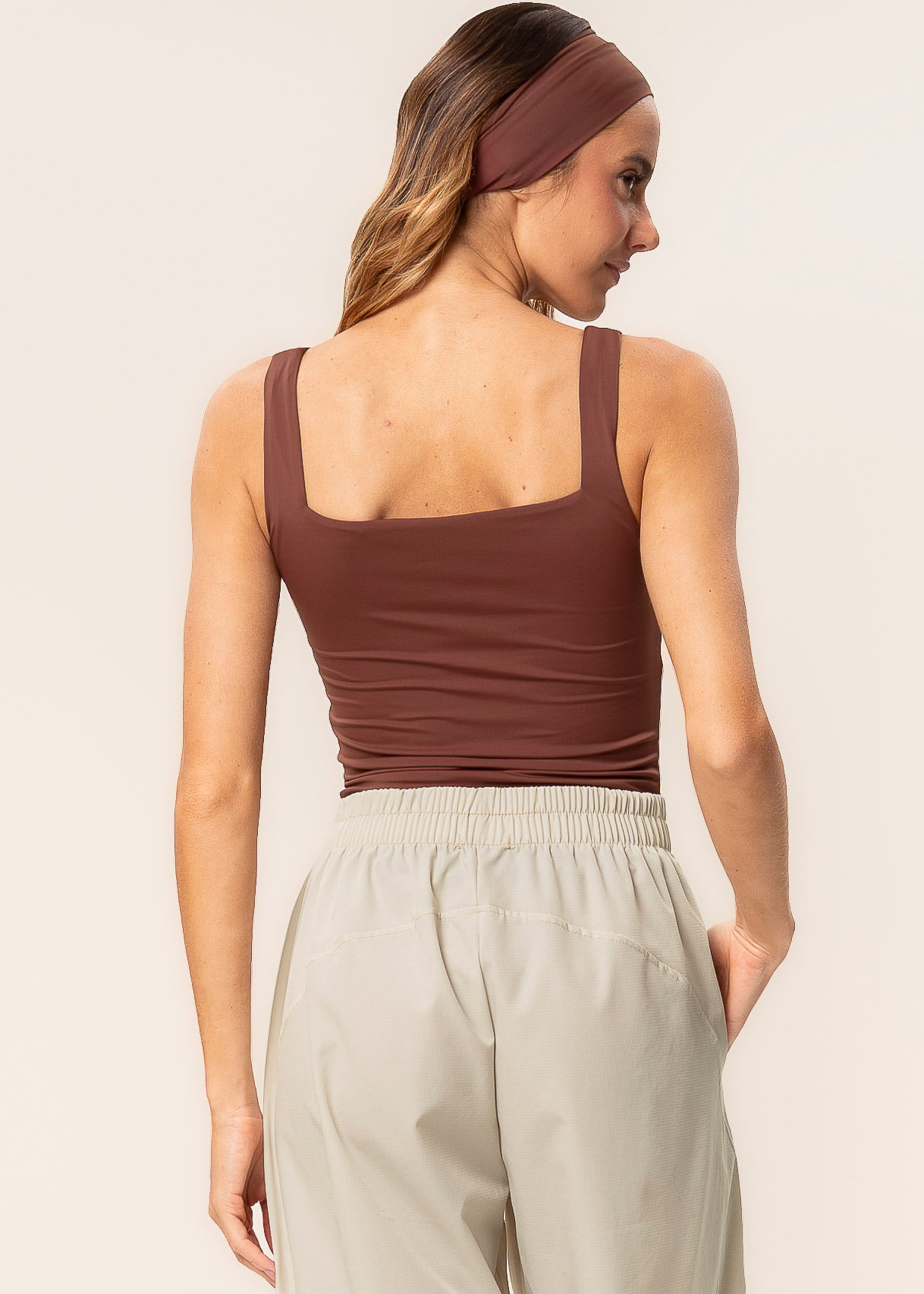 Regata Feminina Trend Squareneck Contour Vivame Marrom - Imagem 2