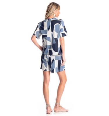 Shorts Feminino Com Pregas E Bolso Índigo - Imagem 2 - Mobile