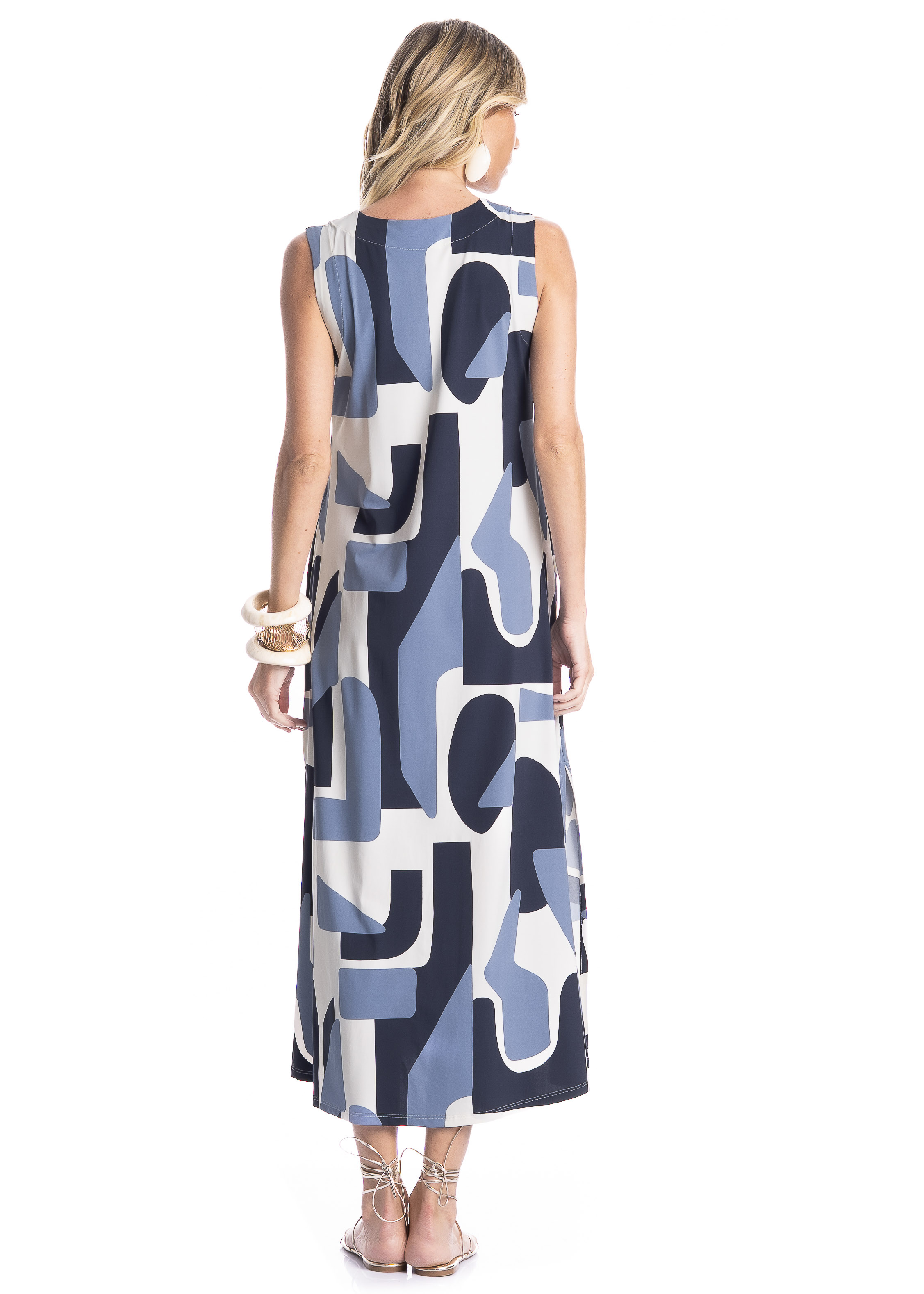 Vestido Feminino Com Bolso Vera Índigo Azul-marinho - Imagem 2