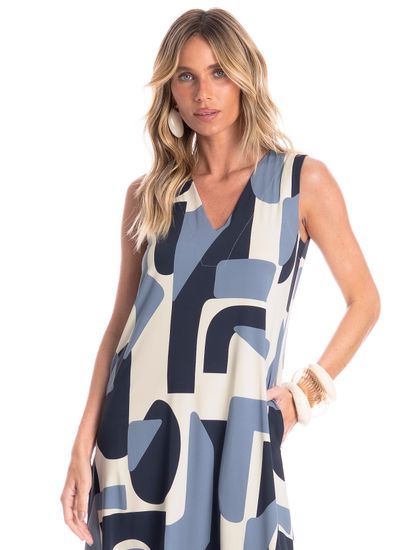 Vestido Feminino Com Bolso Vera Índigo - Imagem 3 - Desktop