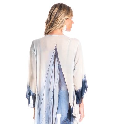 Kaftan De Tule Com Manga Veleiros - Imagem 4 - Mobile