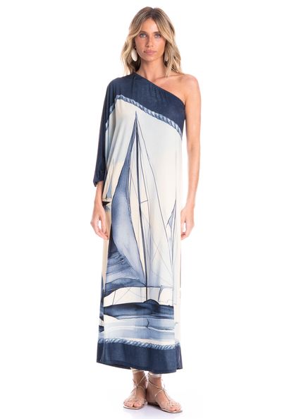 Vestido Assimétrico Veleiros Branco - Imagem 1